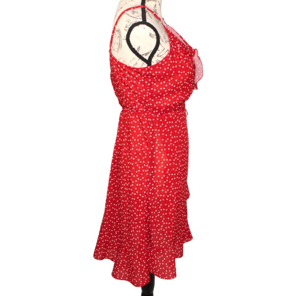Shein Heart Pattern Ruffled Wrap Dress - Picture 6 of 11
